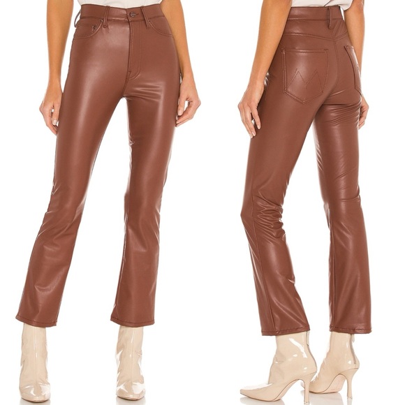 mother brown leather pants
